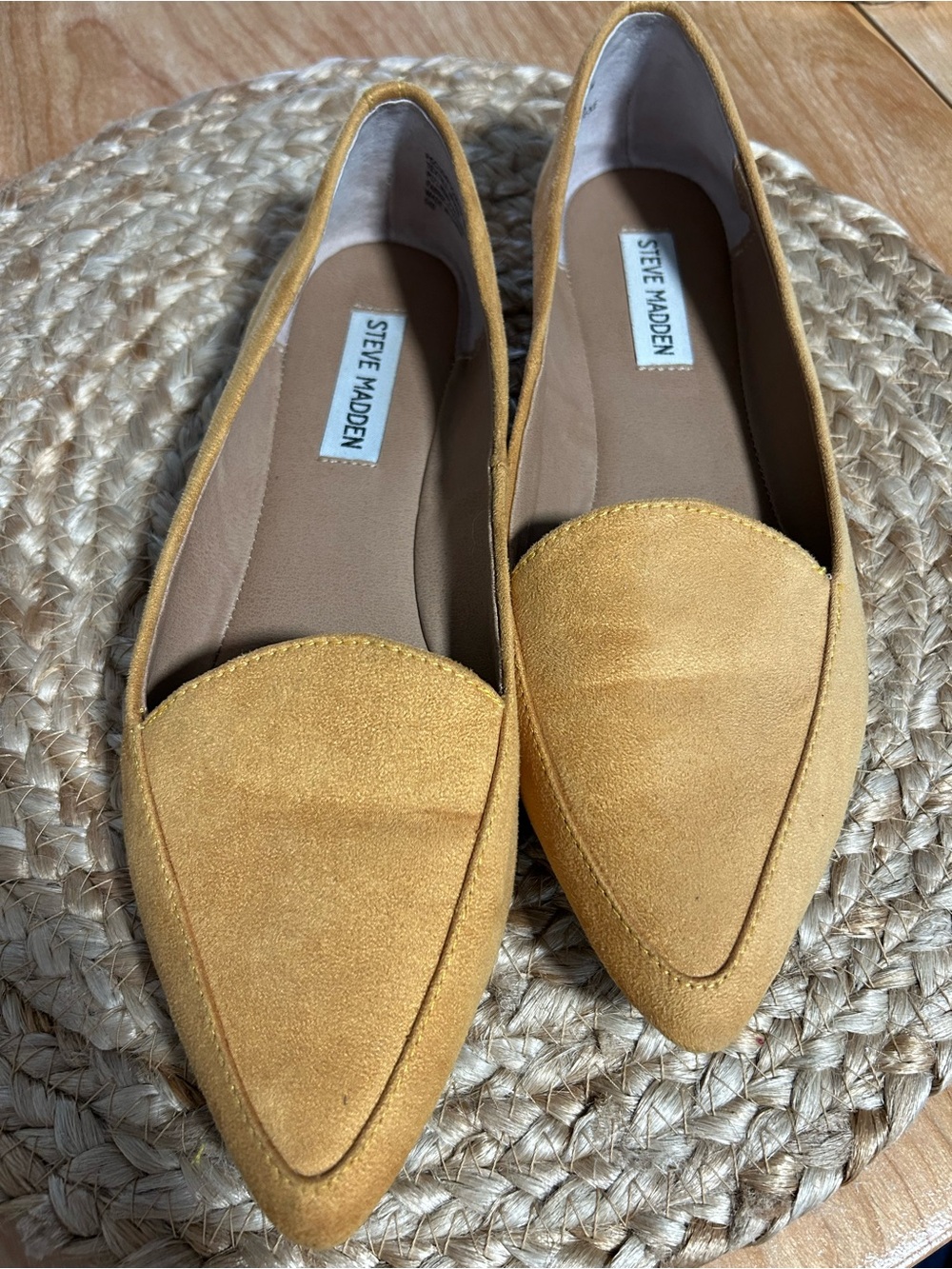 Steve Madden Yellow Suede Pointed-Toe Flats